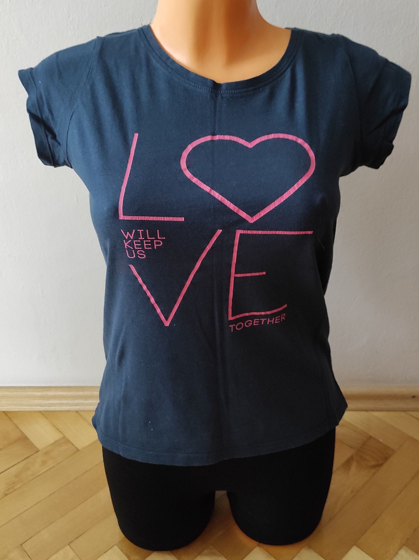 Granatowy T-shirt z logo Love will keep us together