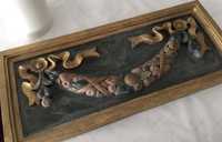 Quadro decorativo laço trança madeira antiquário antigo vintage
