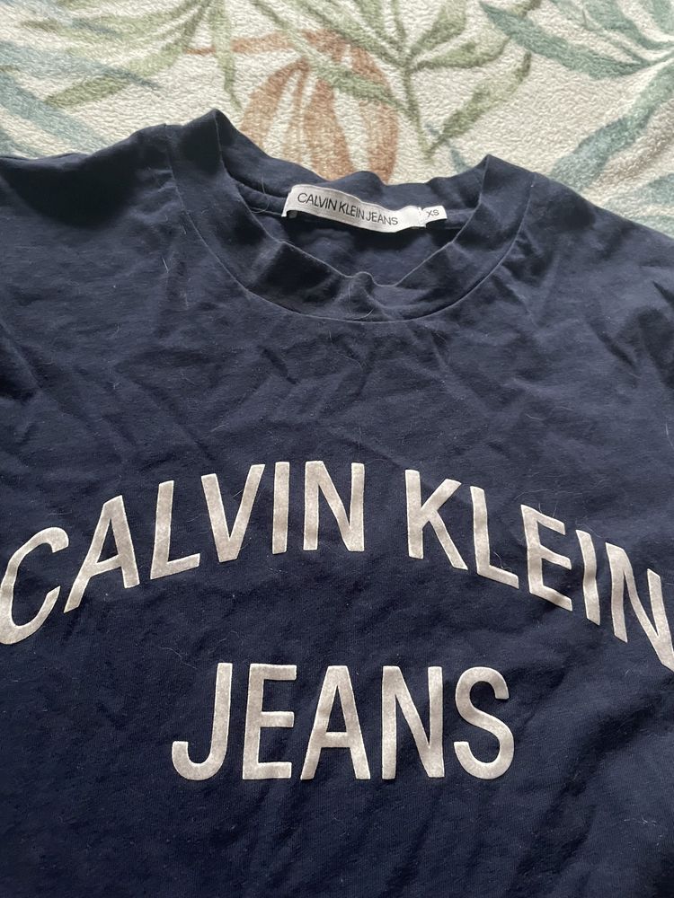 Granatowa koszulka bluzka t-shirt calvin klein kleina XS S