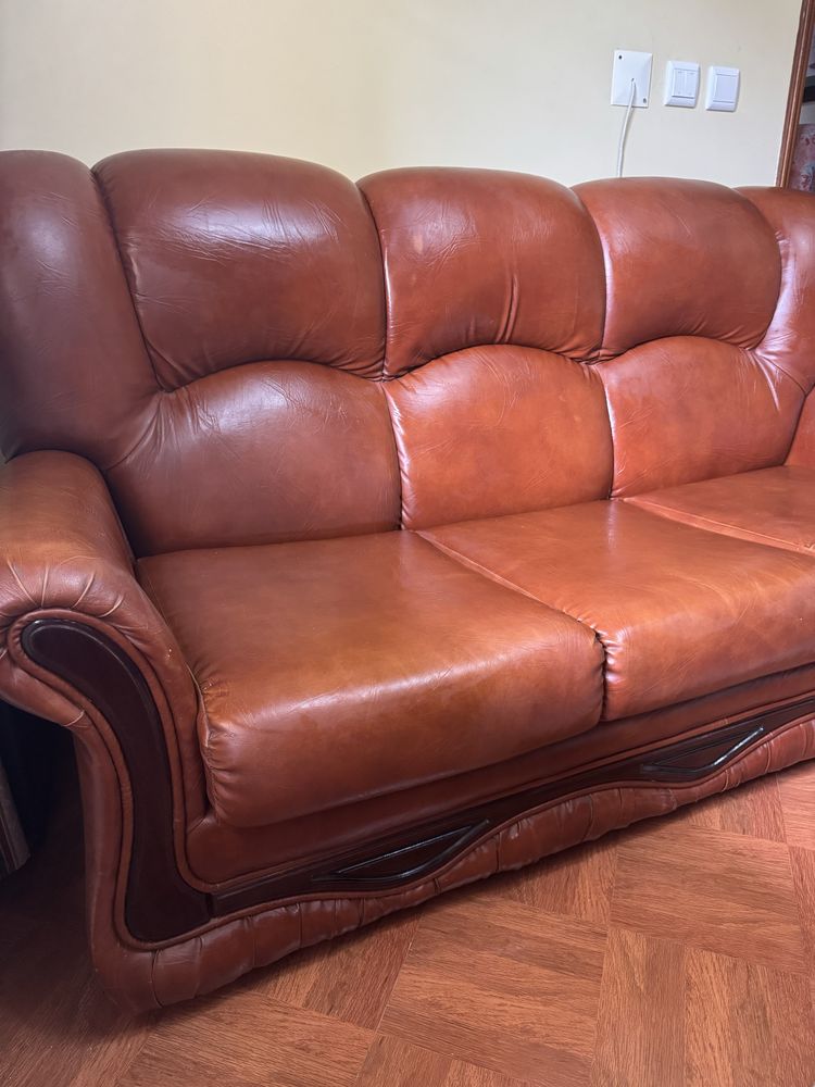 Sofá Cama de Três lugares castanho