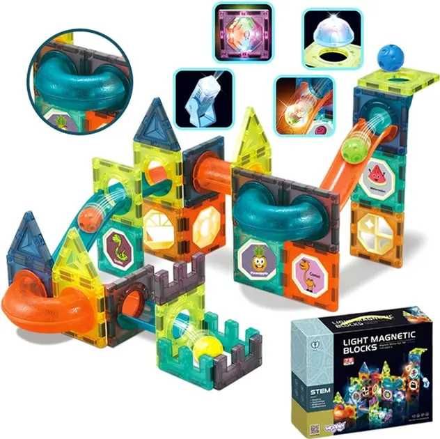 Магнітний конструктор Woopie Light Magnetic Blocks G025 на 110 деталей