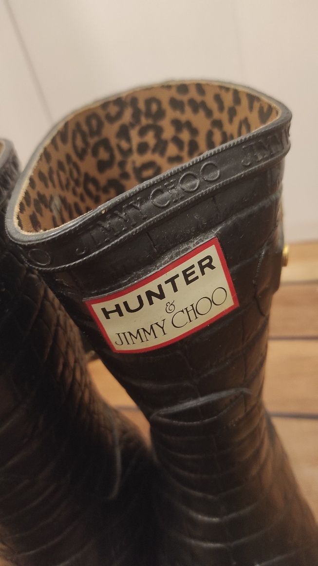 Kalosze Hunter Jimmy Choo orginalne faktura skóry węża 37