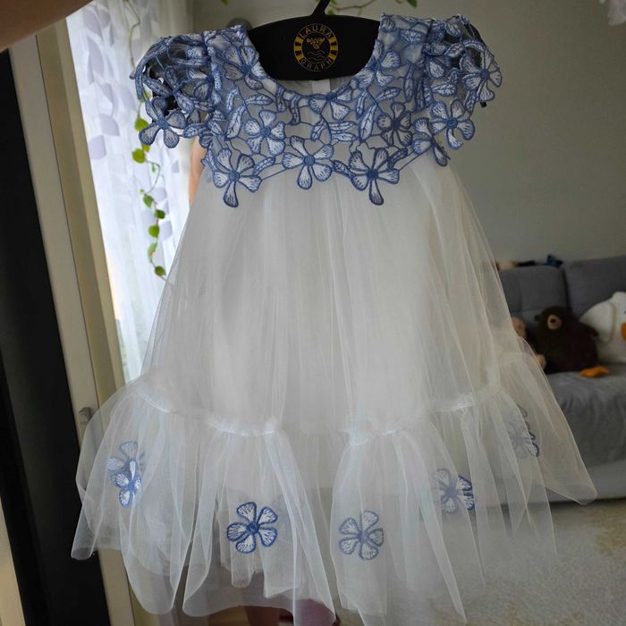 Sukienka tiulowa koronka Smyk wesele roczek urodziny uroczystośc 80 cm