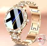 Złoty smartwatch damski z cyrkoniami