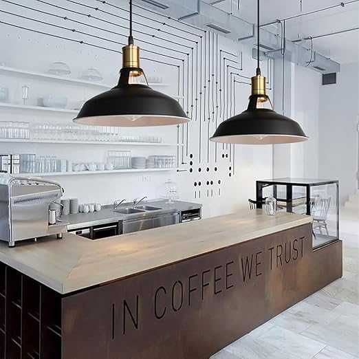 Czarna lampa wisząca Lightess, metalowa, styl retro, średnica 27 cm