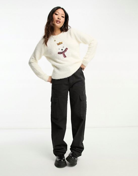 Brave Soul 38 M Kremowy Sweterek Zdobiony H13151