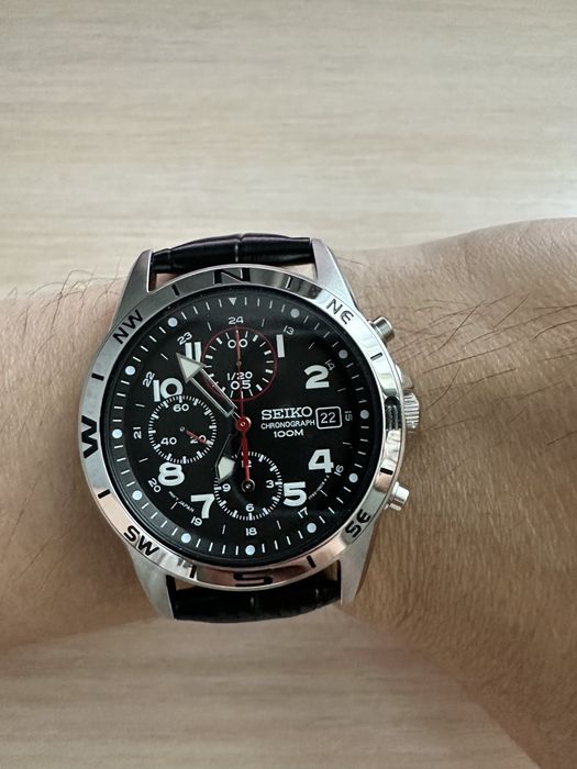 Seiko оригінальний  годинник  кварцовий армійський хронограф