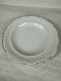 porcelana Wałbrzych 2 szt biały duży talerz obiadowy 24 cm