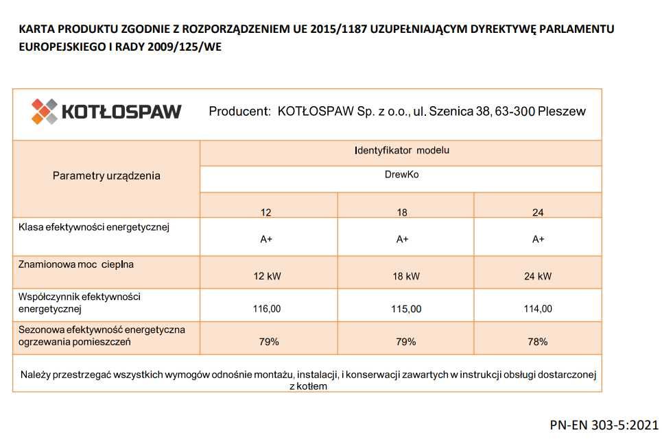 Kocioł na drewno zgazowujący Kotłospaw DrewKo 12kW Montaż Koszalin