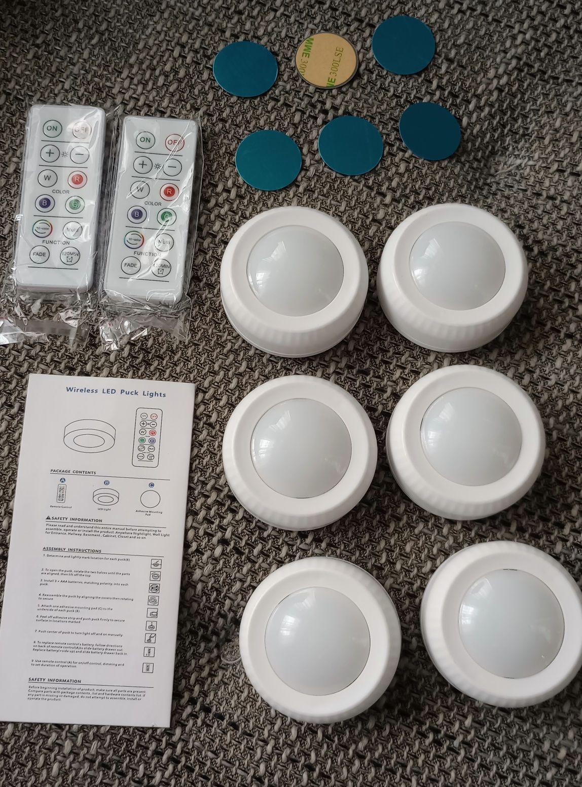 6 sztuk lampka bezprzewodowa lampki RGB LED 2 piloty