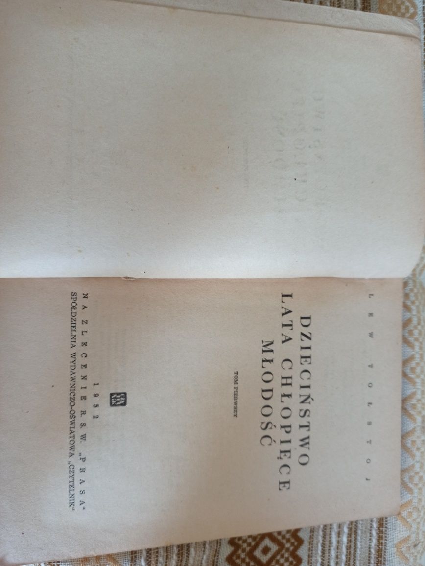 Lew tołstoj dzieciństwo lata chłopięce młodość 1952 książka prl tom I