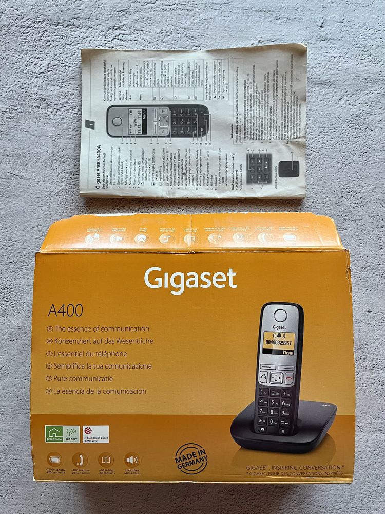 Telefon stacjonarny bezprzewodowy Gigaset A400 słuchawka