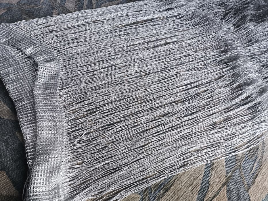 Firana nitka srebrne łezki makaron