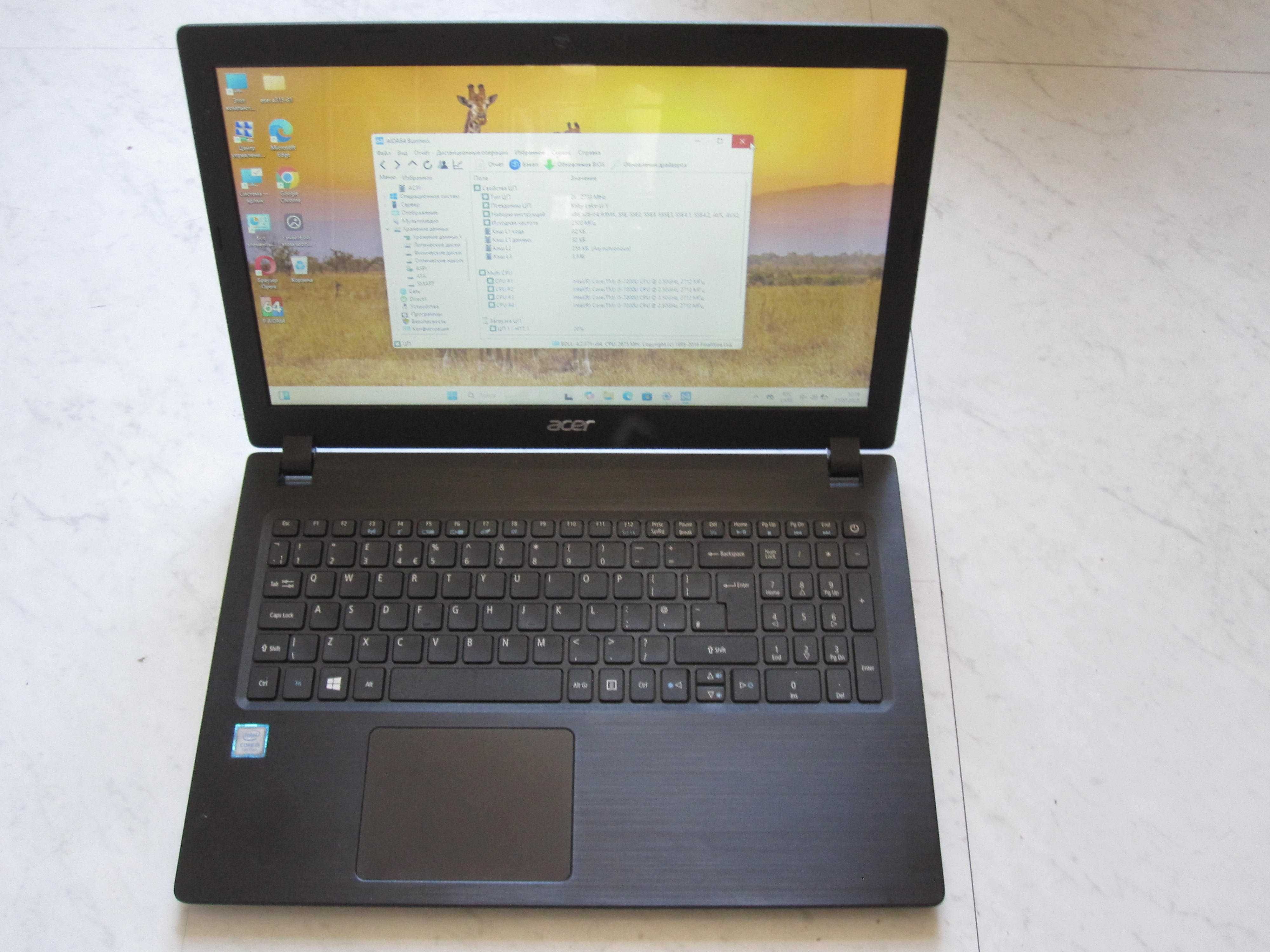 Продам мощный ноутбук Acer Aspire 3 core i5 7200 SSD батарея 5-7часов.