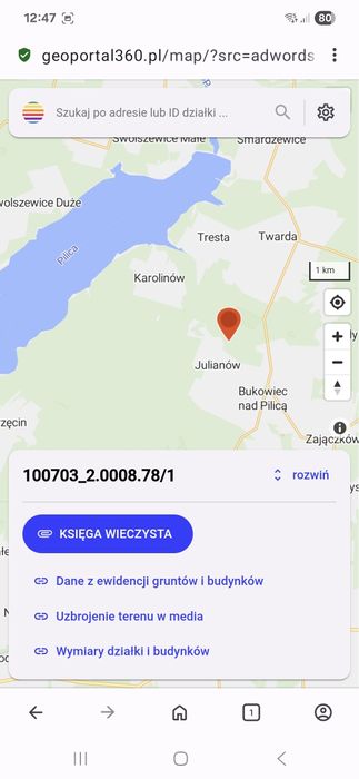 Działka nad zalewem sulejowskim