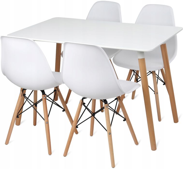 Stół Milano 110x70+4xkrzesło Milano Białe