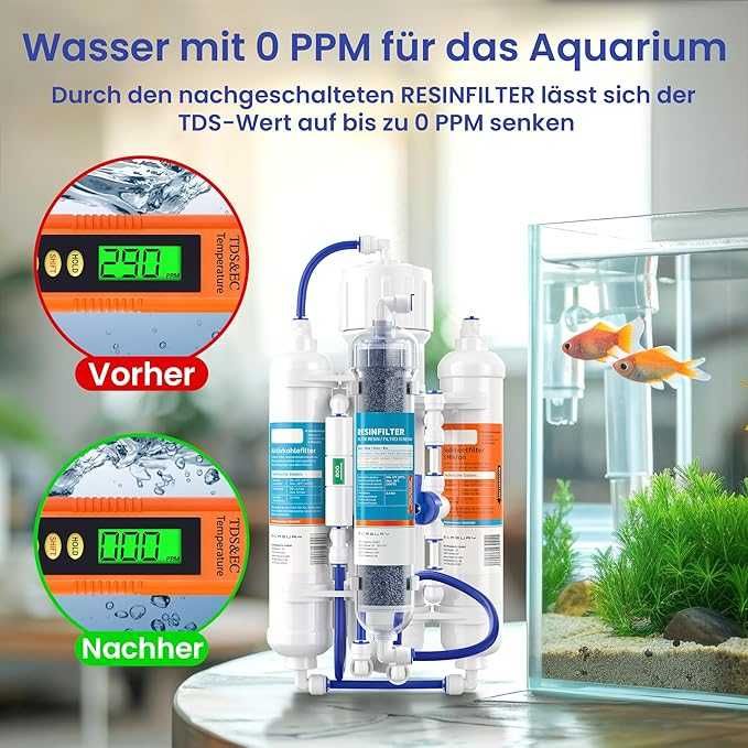 Measury Akwarium 380 l/dzień –system odwróconej osmozy +filtr żywiczny