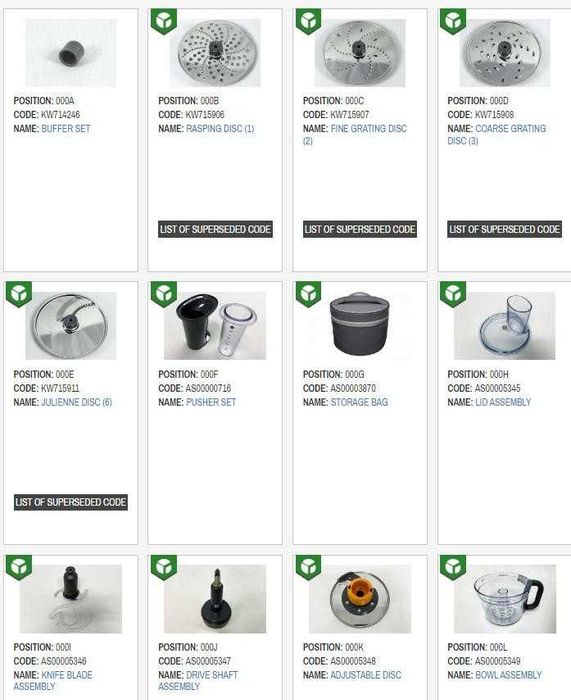 Насадка фуд-процесор KenwoodKAH65.000 (6дисків+ніж+наріз кубиками)дост