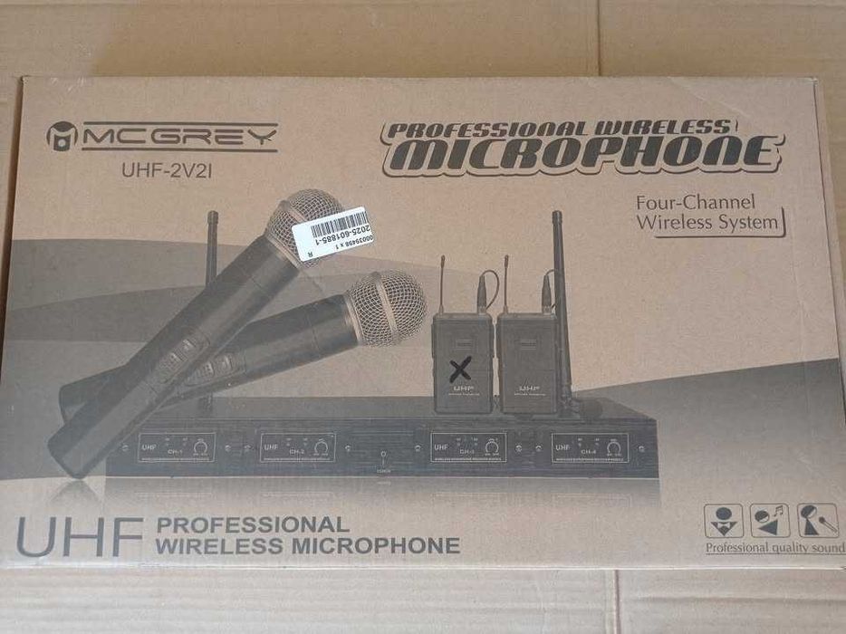 Zestaw mikrofonów bezprzewodowych McGrey UHF-2V2I stacja 4 kanałowa