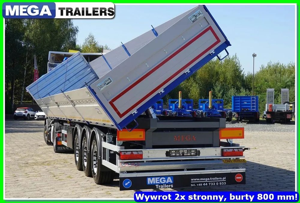 Mega 25 m³ wywrotka - platforma, 2-stronna, HARDOX 450 !!!  Do odbioru !!! Burty aluminiowe 800 mm, plandeka, wywrotka prawo-lewo!