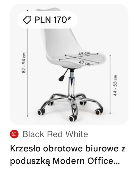 Krzesło białe obrotowe biurowe Black red white