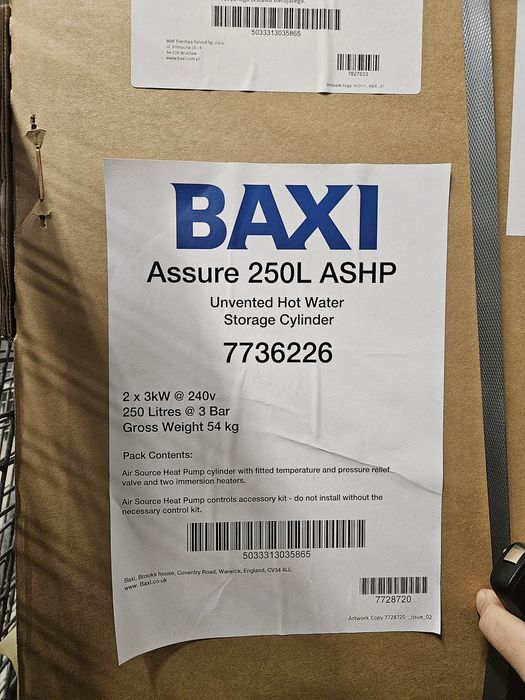 Zbiornik BAXI Assure 250l nierdzewka do pomp ciepła
