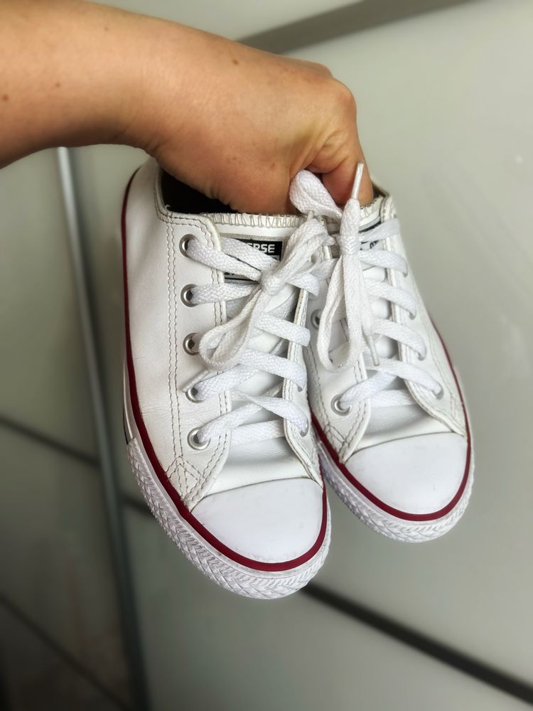 Кеди мокасини Converse 33розмір 20см шкіряні білі на дівчинку хлопчика