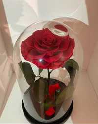 Декоративная роза в колбе с LED-подсветкой, ночник, вечная роза