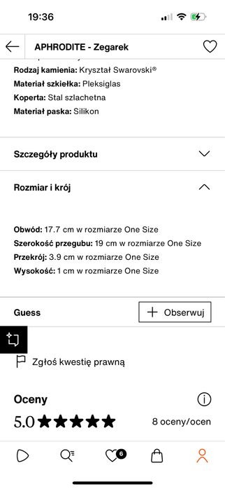 Zegarek GUESS z krysztalkami Swarovskiego