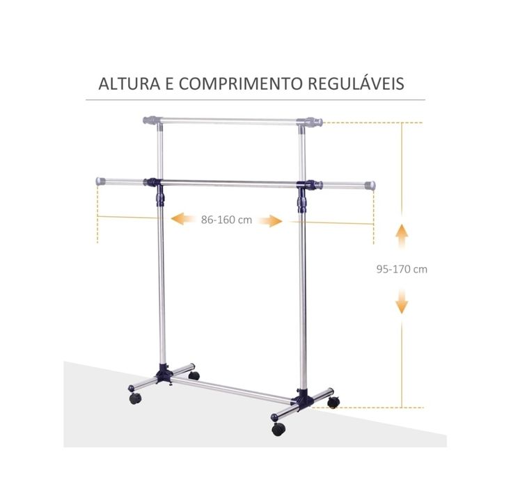 Charriot Aço Inoxidável Homcom
Charriot Aço Inoxidável Prata 86-160x45