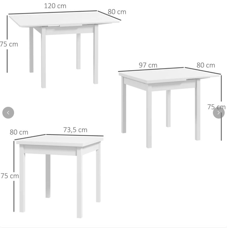 Stół Kuchenny  Rozkładany Nowoczesny Desing 120 Cm X 80 Cm X 75 Cm