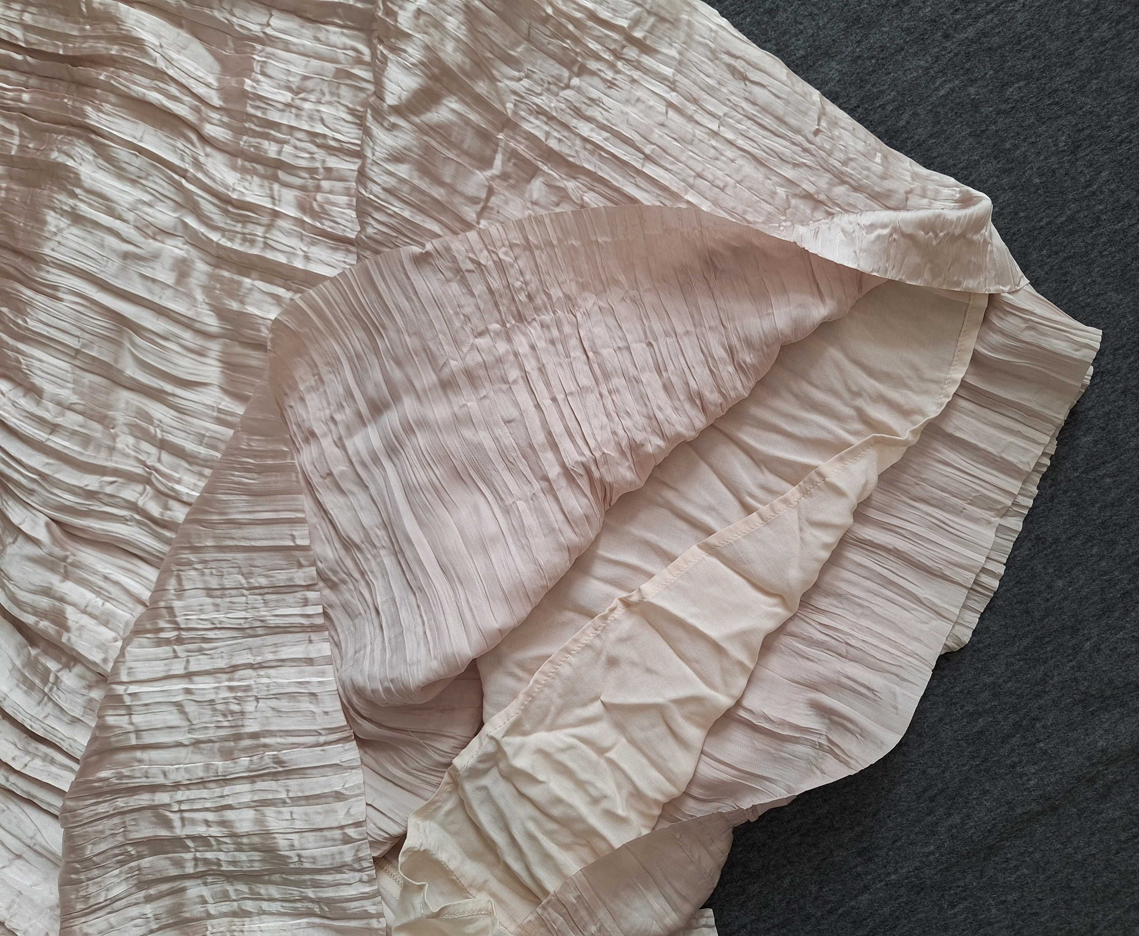 Nowa Długa Sukienka Odkryte Plecy H&M Beżowo Złota