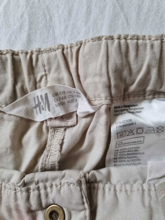 Szorty jasne beżowe letnie cienkie bawełna na 128cm 7-8 lat H&M