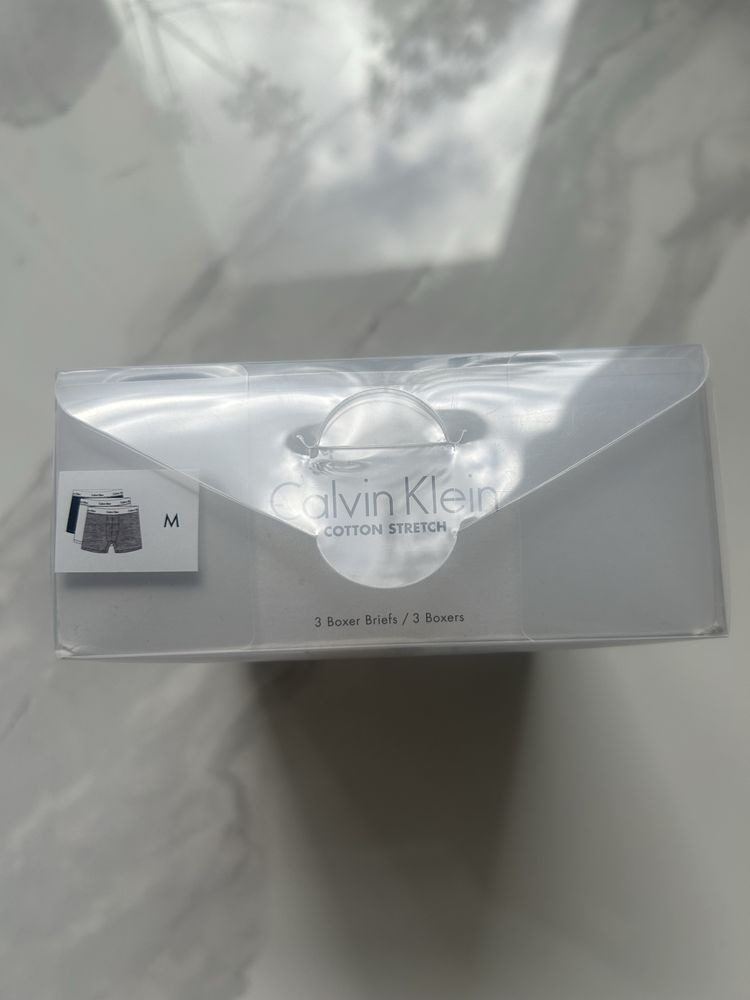 Bokserki męskie Calvin Klein classic fit cotton stretch M białe szare