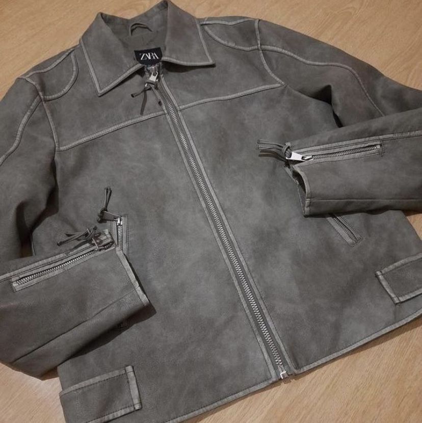 Шкіряна куртка Zara косуха оверсайз