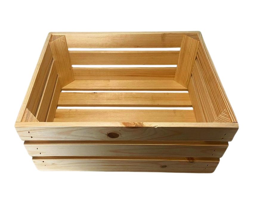 Skrzynki drewniane z gładkich listew – 40x30x18,5 cm,  naturalna