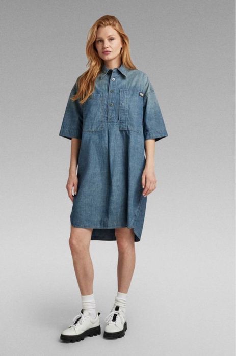 Сукня джинсова жіноча G-Star RAW Denim Shirt Dress L, синя