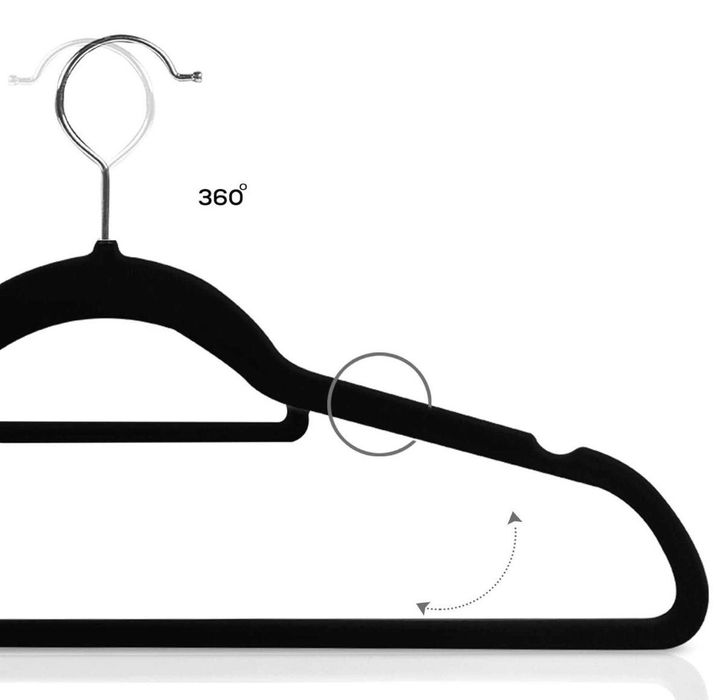 Wieszaki ubraniowe, aksamitne, czarne, zestaw 50 sztuk, Utopia Home