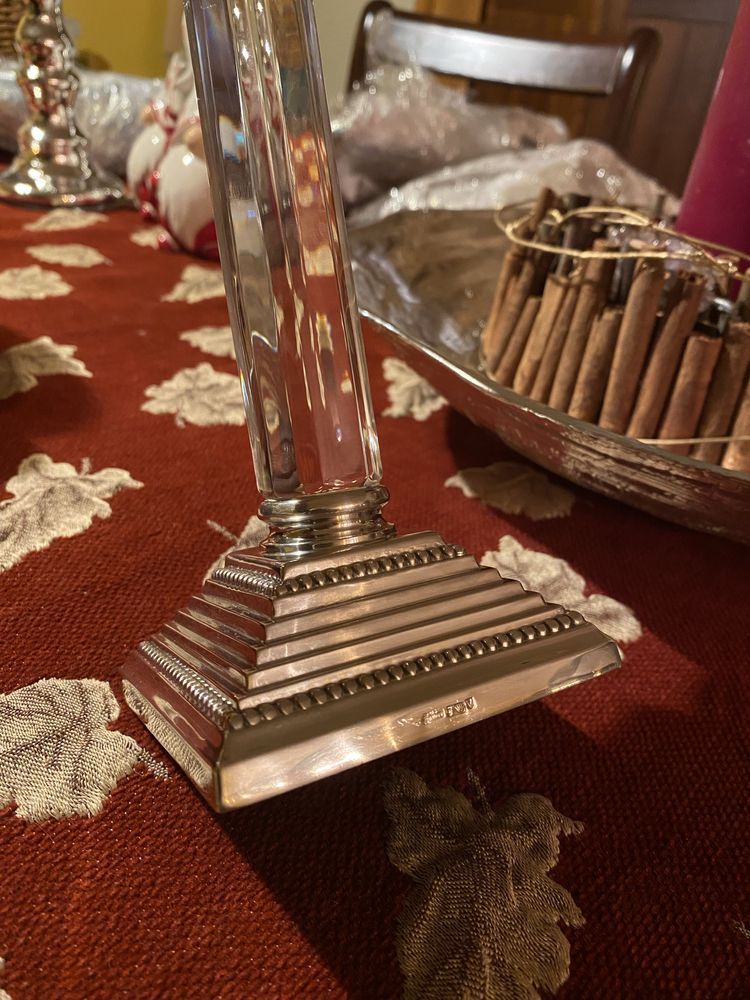 Castiçal Topázio Casquinha e Cristal