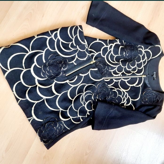 Etincelle couture Франция костюм M/L 46/48р пиджак рукав юбка шерсть.