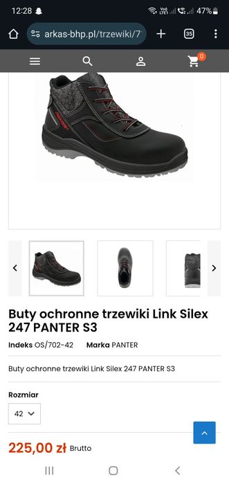 Nowe buty robocze Panter z metalowym noskiem, rozmiar 44