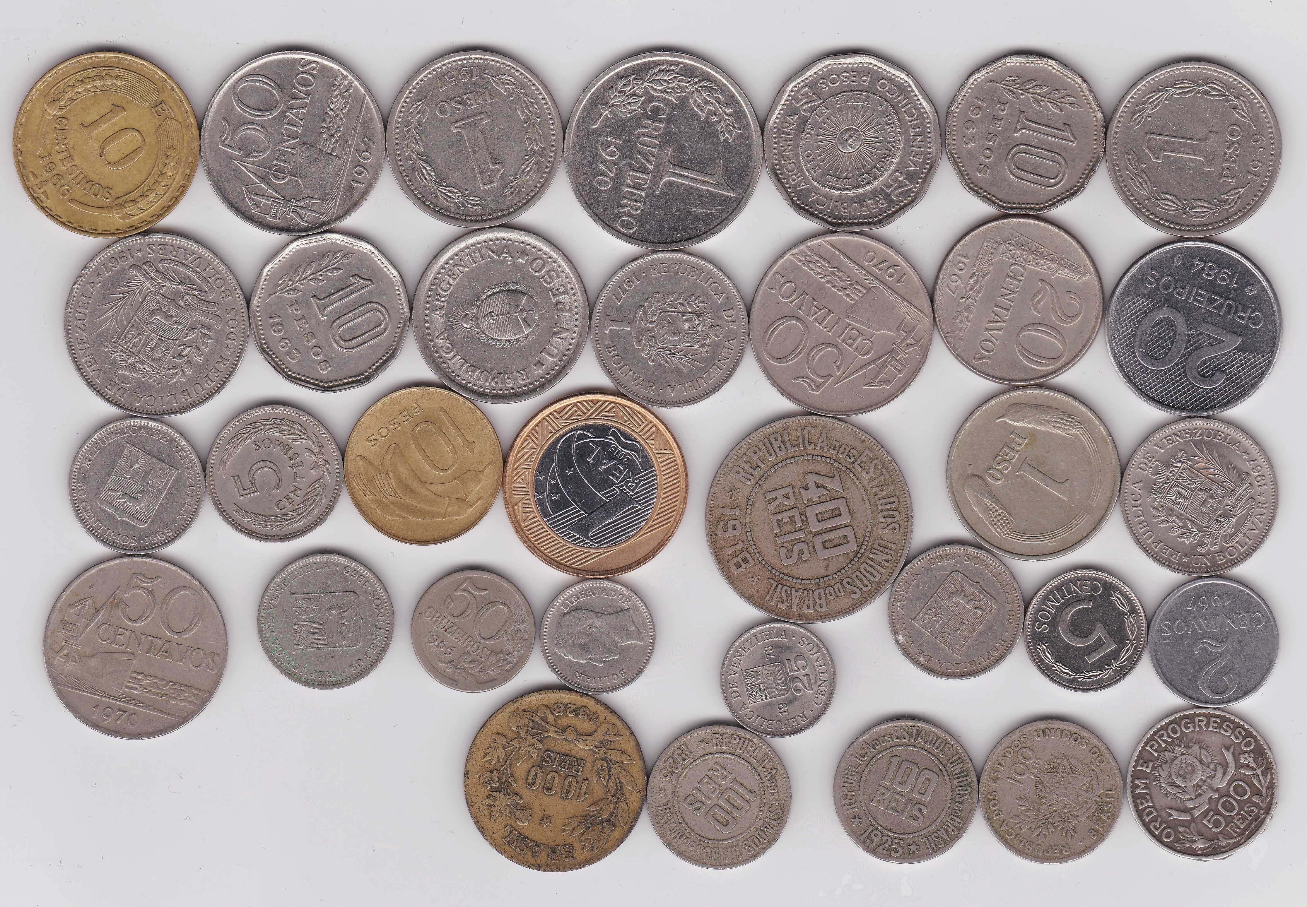 34 moedas América do  Sul - Brasil, Argentina...