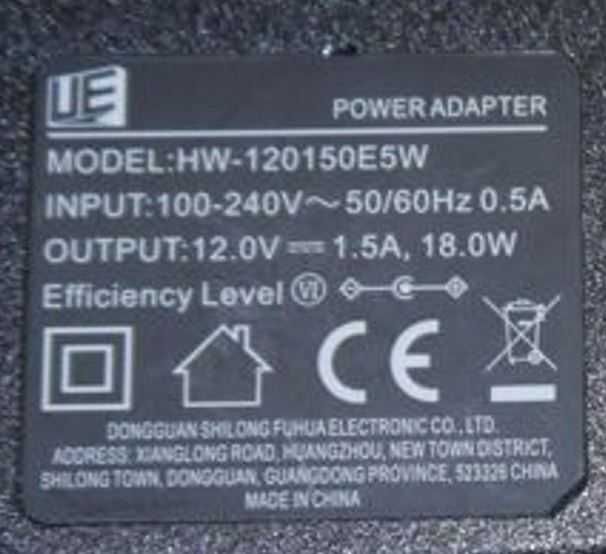 Zasilacz wtyczkowy UE 12V 1,5A 18W WTYK 5,5 x 2,1 mm HW-120150E5W (UE)