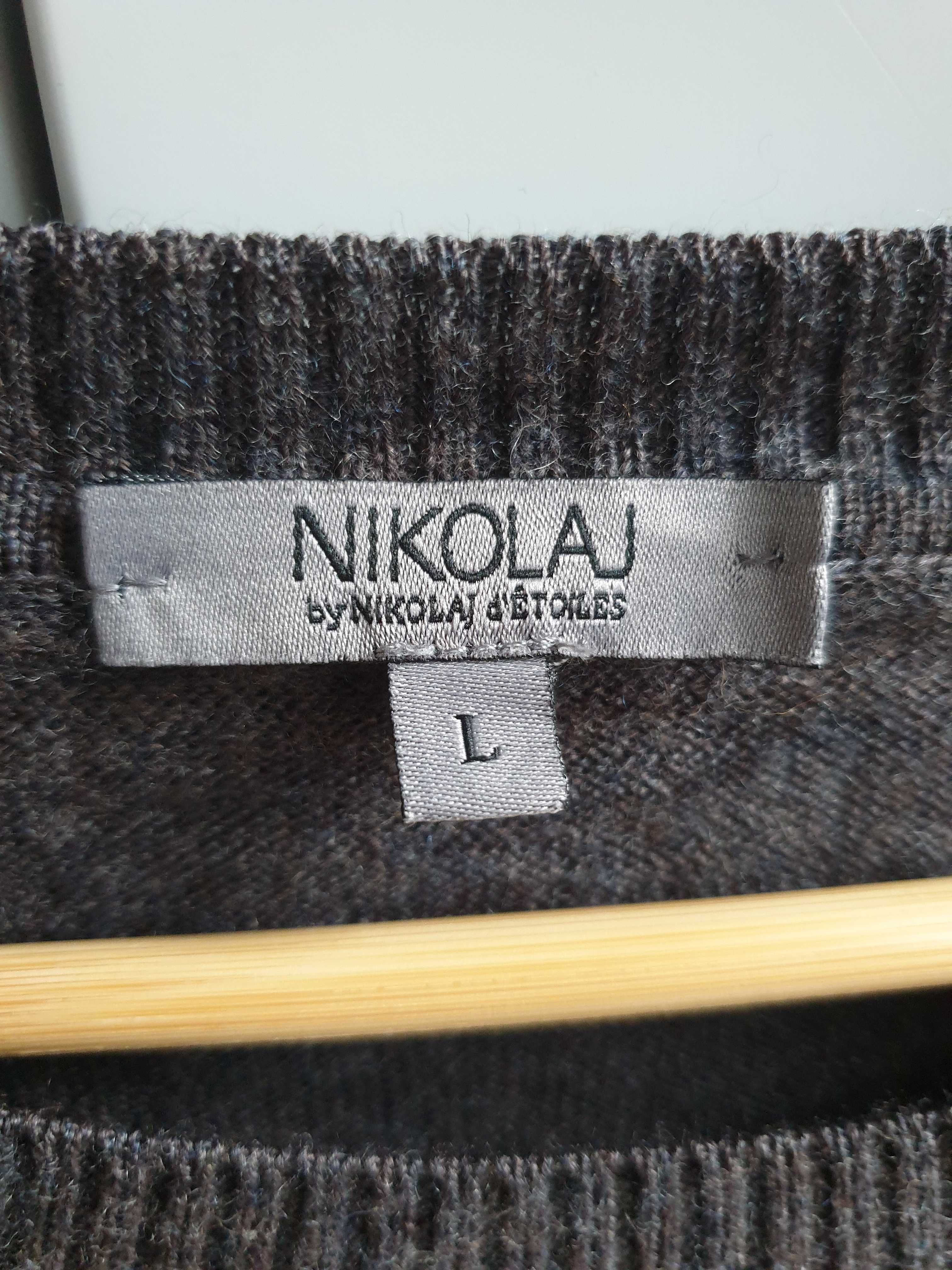 Brązowy sweter męski wełniany merino Nikolaj L