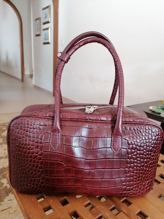 Mala de mão Mango, de pele, bordeaux, em ótimo estado, pouco uso