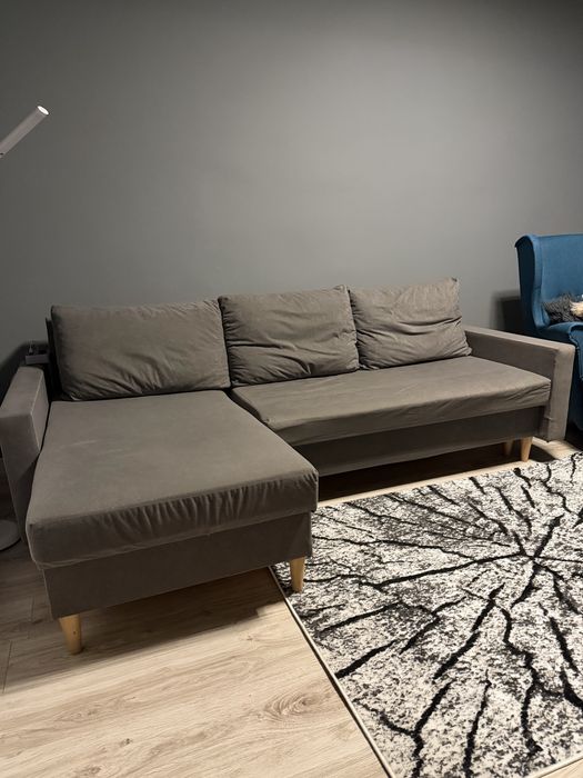 Narożnik z funkcją spania szary rozkładany prosty bok