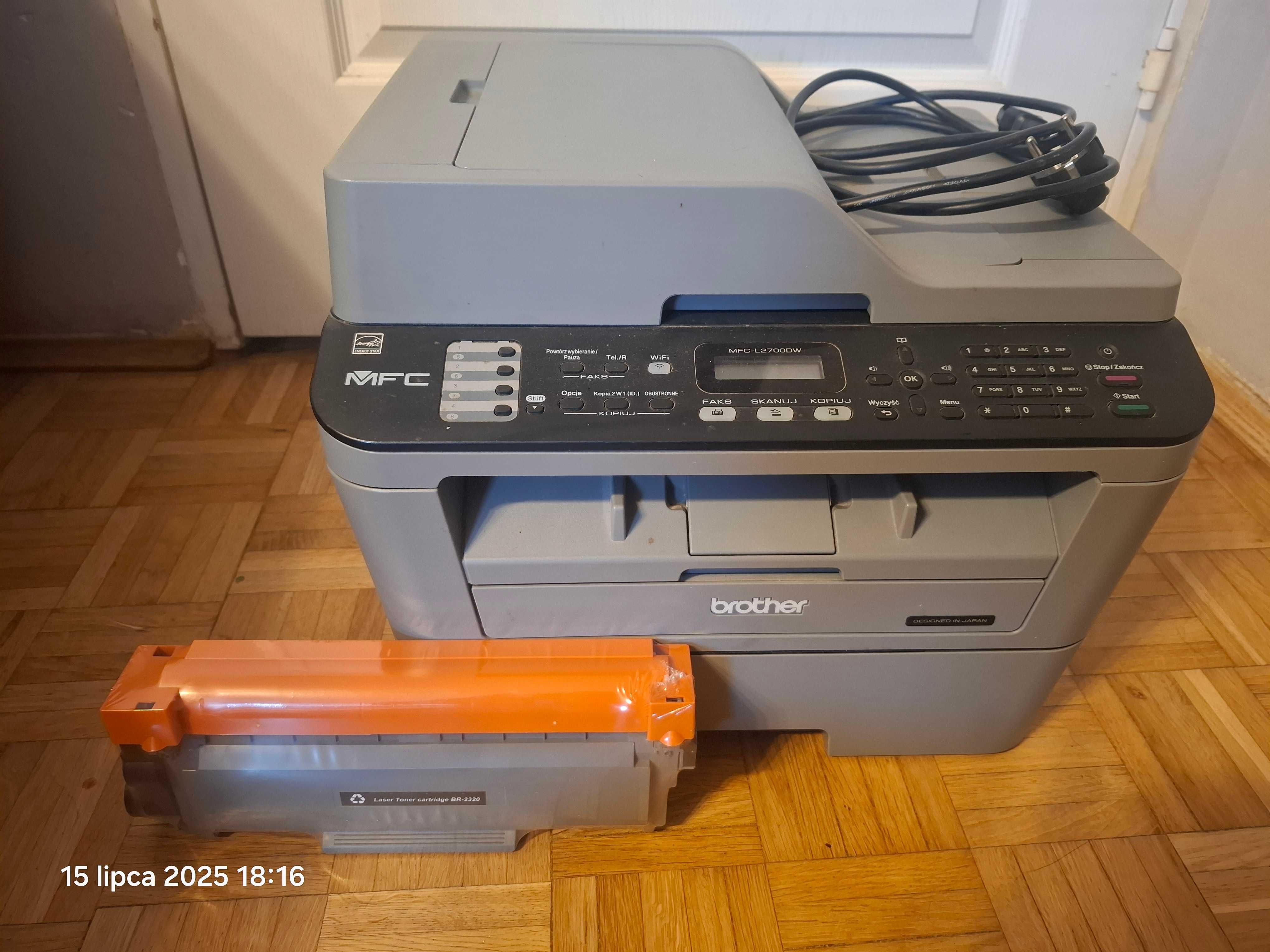 Drukarka Brother MFC-L2700DW Wi-Fi + nowy toner