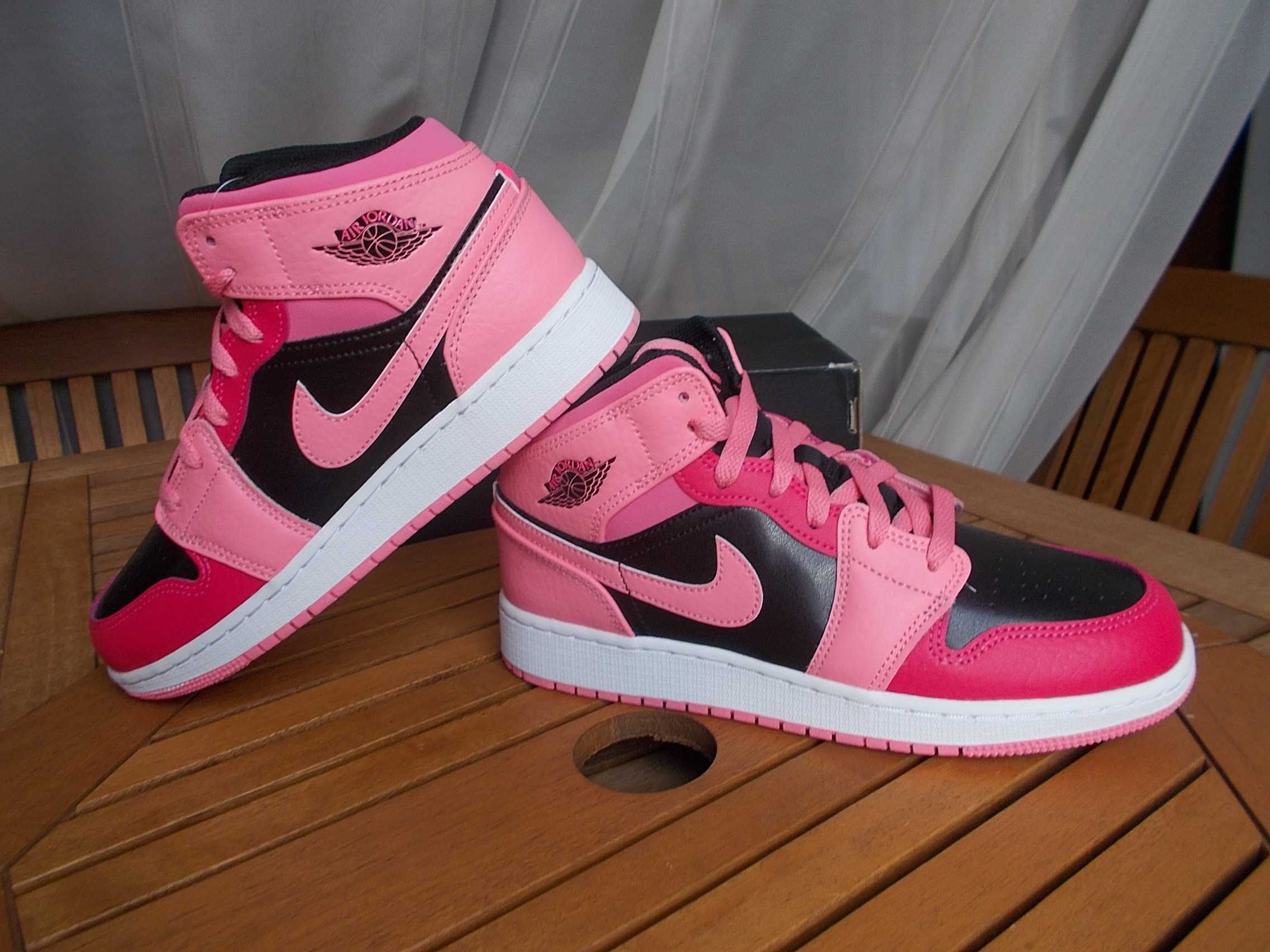 (r. 38 - 24 cm ) Nike Jordan 1 Mid Coral Chalk 554725,-662 Rush Pink