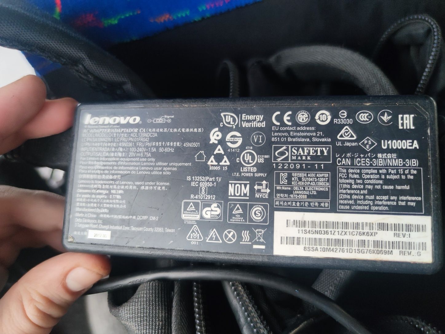 Оригинальный блок питания Lenovo 20V 6.75A MODEL ADL135NDC3A