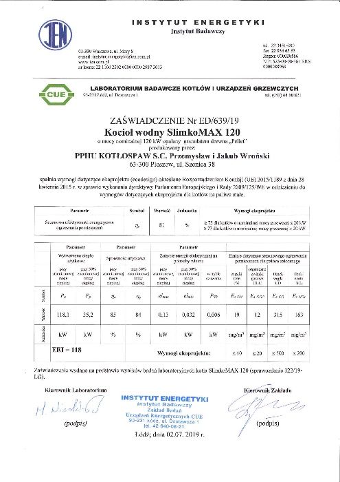 Kocioł SlimKo MAX 70 kW zbiornik Kotłospaw KIPI